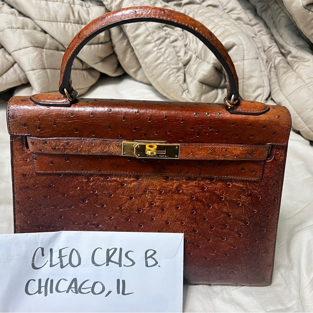 SOLD Hermes Kelly 32 Ostrich Gold on Gold